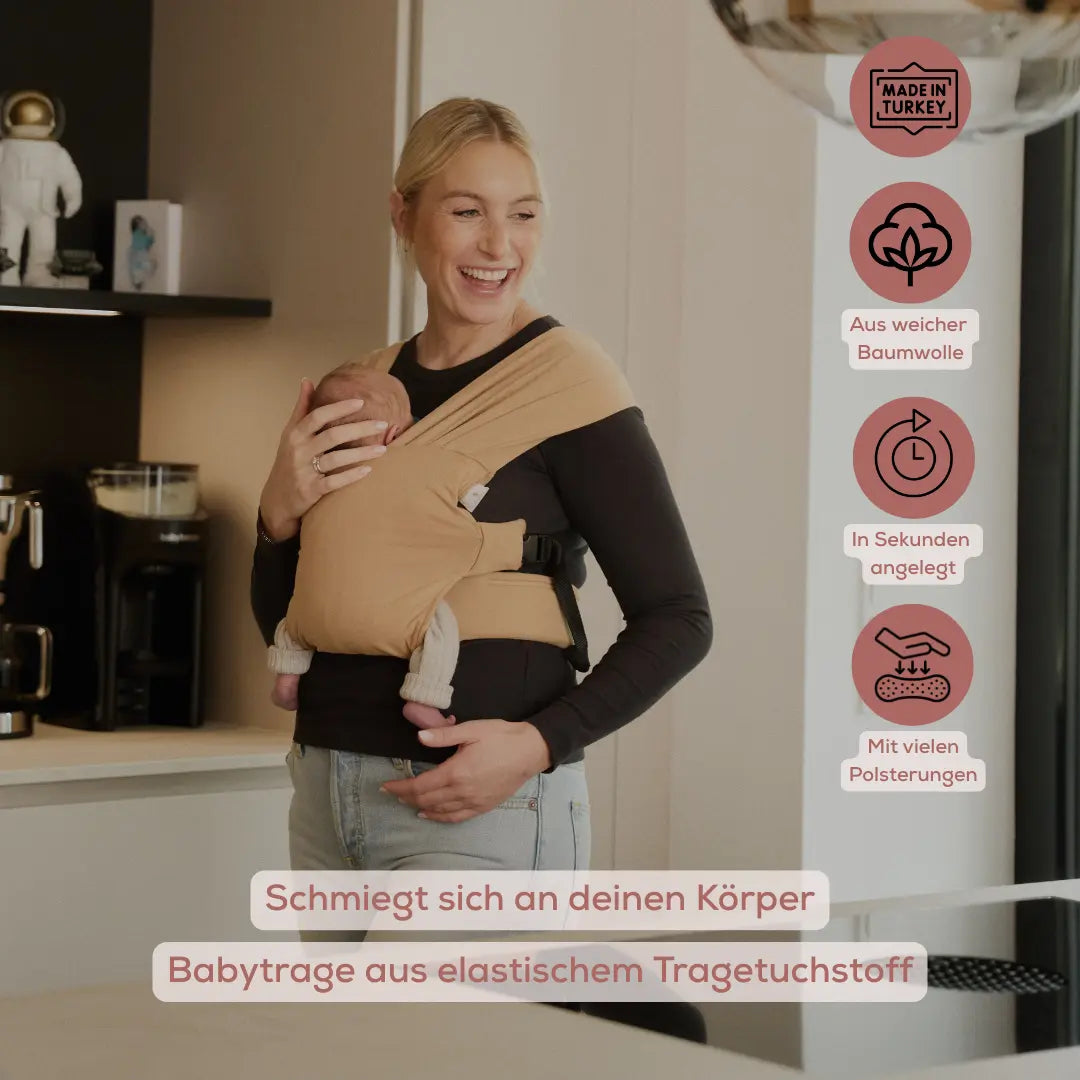 sandiia® Babytrage für Neugeborene "Cocoon" Sand