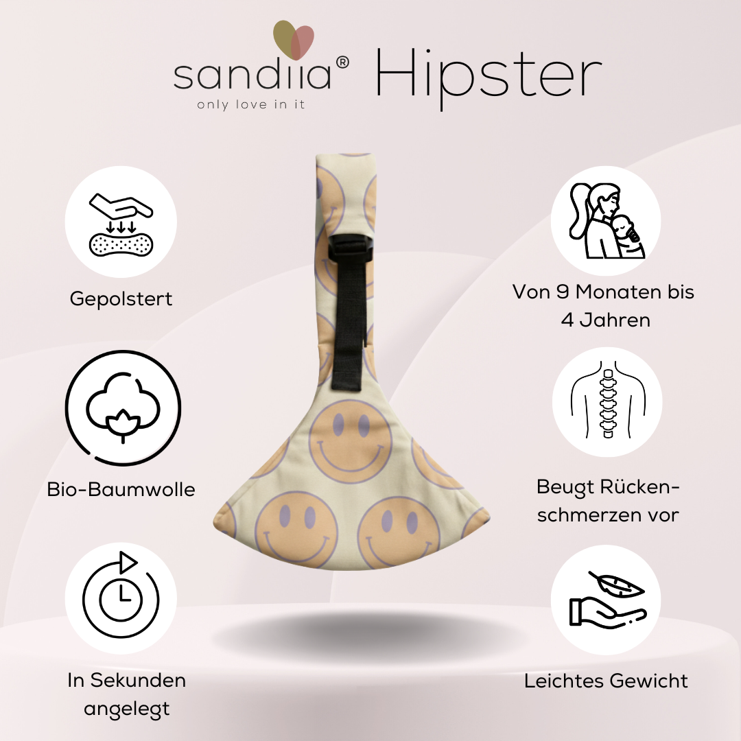 sandiia® Hüfttrage "Hipster Smiile Peach"