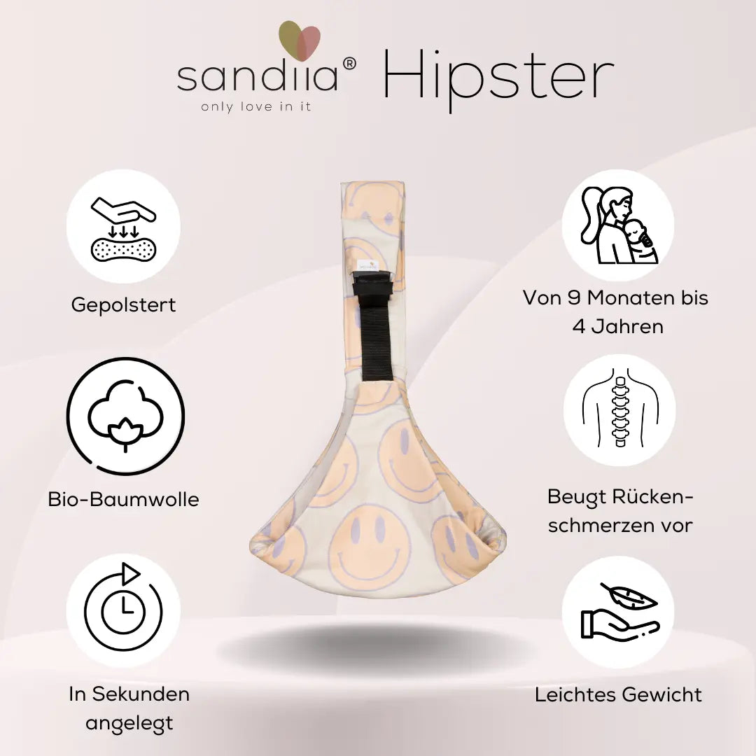 sandiia® Hüfttrage "Hipster Smiile Peach"