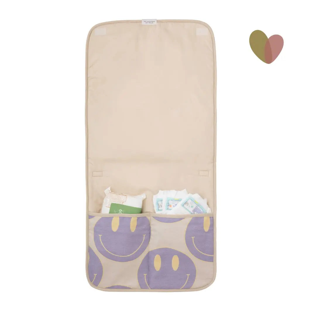 sandiia® Mobile Wickelunterlage mit Taschen / Smiile