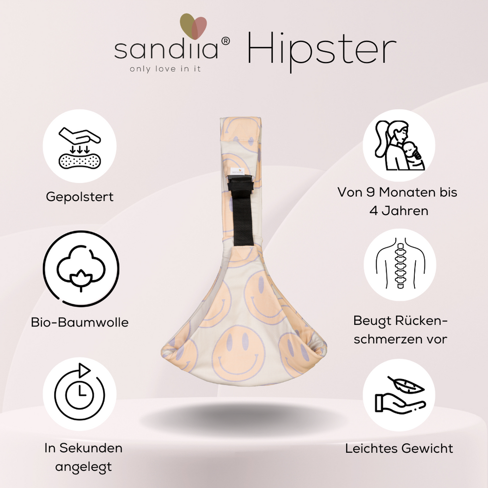 sandiia® hip carrier "Hipster Smiile Peach"