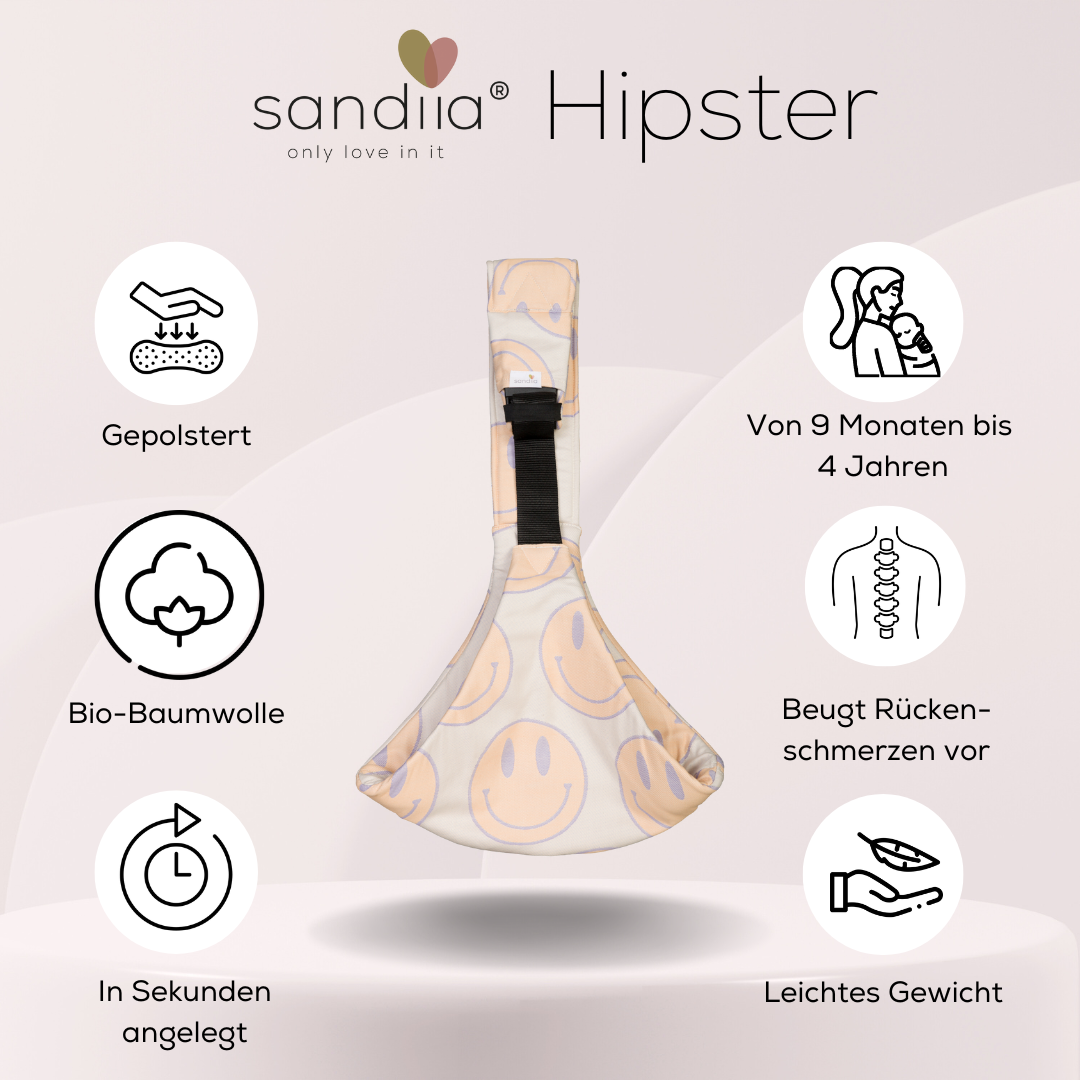 sandiia® Hüfttrage "Hipster Smiile Peach"